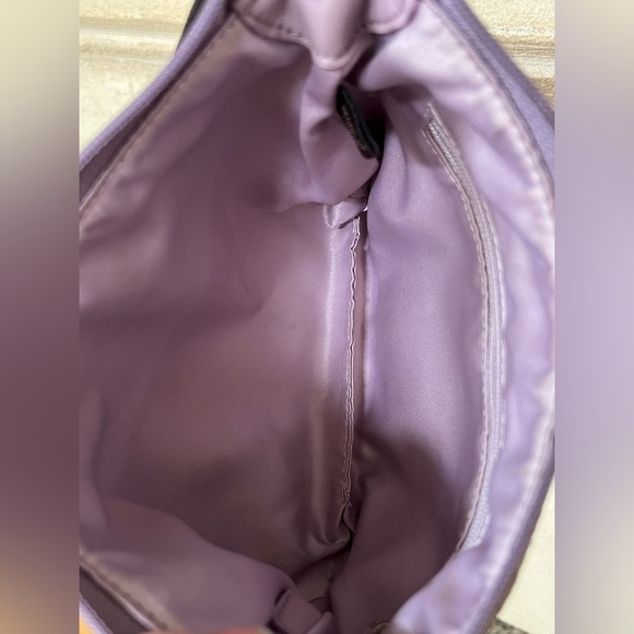 Coach Signature Satin Crossbody Purse Bag Lilac/Lilac Silver Half Moon Shaped - Picture 9 of 12